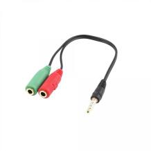White Shark Helikabel WS-354P-2X35, 0,2m, 3,5mm 3Pin M, 2x3,5mm 4Pin F, kullatud pistikud, vaskkaablid