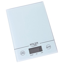 Kitchen scale with glass housing large LCD display and maximum load 5kg White AD3138w Adler
