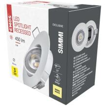 Emos prožektorius SIMMI ZD3121, 5 W, 450 lm, 230 V, 35 mA, 110°, IP20, 3000 K, integruotas
