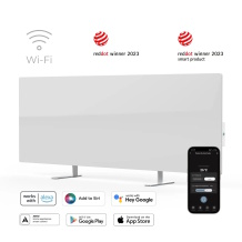 Smart premium infrared and convection heater up to 30 m² 700W 11 mm tempered glass panel with Wi-Fi 110×40×4 cm white AGH0001S Aeno