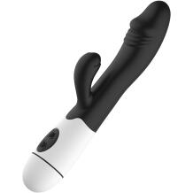 Erolab G-punkta un klitora masieris ZYCD01b, 30 frekvenču, 200 mAh, 2 motori, USB uzlāde, silikons + ABS, melna
