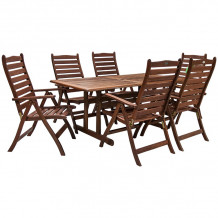 Dārza mēbeļu komplekts VENICE galds un 6-krēsli (07090) 180x90xH74cm, koks: meranti, piesūcināts ar eļļu K06233 HOME4YOU