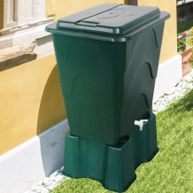 Ūdens tvertne kvadrātveida ar vāku un pieslēguma komplektu, 240L, zaļa 500215