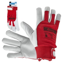 Geko töökindad G73557, 10, punane ja valge, kitsenahk ja kangas, Velcro sulgur, CE, EN-388