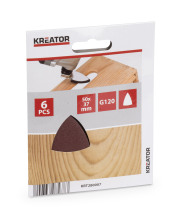 Deltveida smilšpapīrs 50x37mm, KREATOR, KRT280007, Graudu izmērs (P): 120, 6 pcs