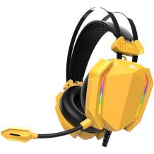 Baracuda Austiņas SEAGUL-Y BGH-041, 310g, Dzeltens, 118dB, 32Ω, 20Hz-20kHz, 2.15m, Uz ausīm, Varavīksnes LED apgaismojums