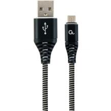 Gembird USB2 Micro-USB kaabel 1m, 1 USB 2.0, 1 Micro-USB, must/valge, puuvillane punumine, metallühendused