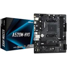 Asrock Emaplaat A520M-HVS, 2 x DIMM, 64 GB, 1 x PCIe 3.0 x16, 1 x PCIe 3.0 x1, 4 x SATA3, 1 x Ultra M.2, 7.1 CH HD Audio