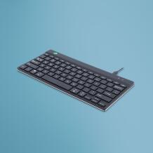 R-Go Tools klaviatuur RGOCOUSWDBL, kompaktne klaviatuur pausitarkvaraga, QWERTY, juhtmega, must, kaabel 1.6 m, mini