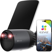 Ezviz EB3 4G CS-EB3-4G-BLACK Āra 3MP Akumulatora Kamera ar 5W Saules Paneli 4G LTE MicroSD / Krāsu Nakts Redze Melns