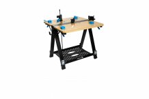 Darba galds 700 x 650 x 915 mm, HOGERT HT7G540, ar bambusa virsmu un 450 kg slodzes kapacitāti