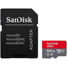 microSDXC memory card 64GB with SD adapter up to 140MB/s A1 Class 10 UHS-I SDSQUAB-064G-GN6MA SanDisk