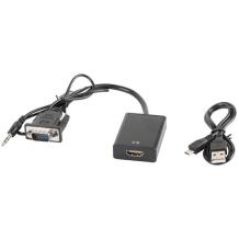 Lanberg Adapteris AD-0021-BK, 0.2 m, HDMI, VGA, 3.5 mm, 1920 x 1080, melna krās.