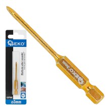 Klaasi ja keraamika puur 3mm HEX GEKO G39701C, Volframkarbiid, 1/4" HEX vars