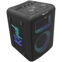 Portatiivne Bluetooth peo kõlar RGB valgustusega kuni 8 tunni aku tööajaga Ultra Bass mikrofoni/instrumendi sisenditega ja IPX4 Vegas Must 1073414 KLIPSCH