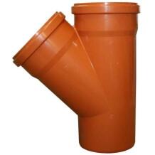 Instalplast PVC ārdarbu kanalizācijas trejgabals 8011585, 160x160/45°, oranži brūna, neplastificēts PVC-U, pH 2-12, līdz +40°C