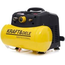 Kraftdele Компрессор 8110169, 6л, 230В, 1100Вт, 180л/мин, 8бар, безмасляный, переносная ручка