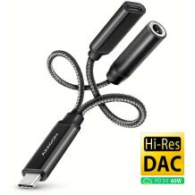 Axagon USB адаптер ADA-HCPD, 384 кГц/32-битный ЦАП, питание 60W, TRRS соединение, подключение наушников