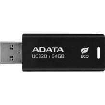 Adata USB atmintinė UC320-64G-RBK/BK 64GB, USB 3.2 Gen 1, be dangtelio, juoda, 1 vnt.