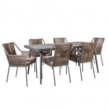 Dārza mēbeļu komplekts ANDROS galds un 6 krēsli, K21173, HOME4YOU