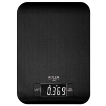 Compact and convenient digital kitchen scale with tempered glass surface LCD display and 1g graduation Black AD3183B Adler