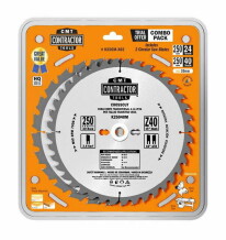 Набор пил 250мм, CMT, K250M-X02, 2шт, Диаметр отверстия: 30мм, Количество зубьев: 24, Толщина пропила: 2,6мм