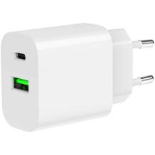 Gembird Laadija TA-UC-PDQC20-01-W 20 W, 1x Type-C, 1x Type-A, QC 3.0, PD, AC, A 0.5, 100-240 V, Valge