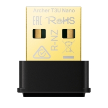 AC1300 Nano bezvadu MU-MIMO USB adapteris, TP-Link, Archer T3U Nano, 2.4 GHz, 5 GHz, USB 2.0