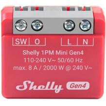 Shelly 1PM Mini Gen4 slēdzis 3800238070809, 16mm, 34mm, 29mm, 18g, 110-240V, 2000W, Bluetooth 5.0, Wi-Fi 6, ZigBee, siena montāža