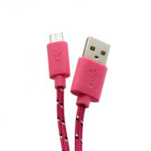 Sbox USB kabelis USB-1031P, 1m, 480 Mbps, USB A M, microUSB M, pintas laidas, rožinė