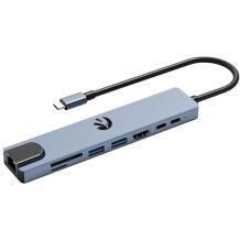 Hawk USB centrmezgls HW-HUB801, 8 porti, 4K HDMI, 2xUSB-A 5Gb/s, Gigabit Ethernet 1000Mb/s, 100W Power Delivery