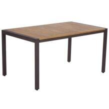 Sodo stalas terasai balkonui ir kiemui 150x90cm metalinis rėmas medinis stalviršis rudas 9152386 BESK