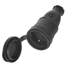 16A IP44 gumijas kontaktligzda GEKO G17516 230V, aizsargvāks, melna