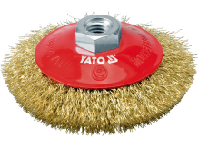 Stiepļu deskveida birste leņķa slīpmašīnai gofrēta misiņota 100 mm M14 0.3 mm 12500 min⁻¹ YT-4761 Yato