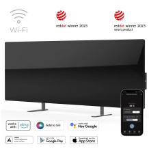 Smart premium-class infrared and convection heater up to 30m² 700W 11mm tempered glass panel with Wi-Fi 110×40×4 cm black AGH0002S Aeno