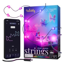 Svētku dekora viedā LED gaismas virtene 6m sirdis 200 RGB diodes zaļš vads USB C TWKH200RGB-G Twinkly Candies