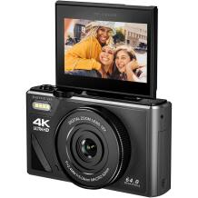 Easypix Skaitmeninė kamera V64 Flip 20203, 64 MP, 4K vaizdo įrašas, 18x skaitmeninis priartinimas, WiFi, 3" sulankstomas ekranas