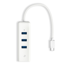 TP-Link UE330C USB-C 3-портовый концентратор и гигабитный Ethernet адаптер 3× USB-A 3.0 1× Gigabit Ethernet USB Type-C Белый