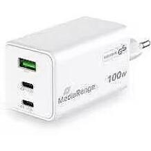 Mediarange Laadija MRMA123, 100 W, 2xUSB-C, 1xUSB-A, 20 V, 3 seadet, GaN, Quick Charge 3.0