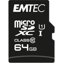 Emtec microSDXC 64GB UHS-I U1 EliteGold ECMSDM64GXC10GP, 64GB, 90MB/s, 20MB/s, UHS-I, SD adapter