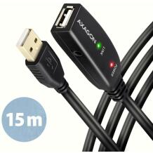 Axagon USB кабель ADR-215, 15м, активный A-M к A-F, 1 x USB 2.0, 1 x USB 3.0, черный