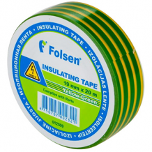 Izolācijas lente 19mm x 20m dzeltena/zaļa PVC FOLSEN