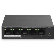 Mercusys 5 prievadų Gigabit stalinis komutatorius MS105GP, 4 prievadai PoE+, 10 Gbit/s, 220 V, 75.15 W, CE, RoHS, juodas