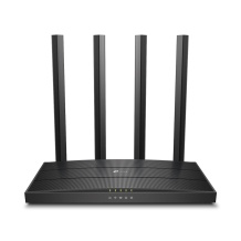 TP-Link Archer A6 belaidis maršrutizatorius AC1200 Dual-Band Wi-Fi 867 Mbps 5 GHz 300 Mbps 2.4 GHz MU-MIMO Beamforming 1× Gigabit WAN 4× Gigabit LAN Juoda