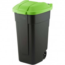 Atkritumu tvertne uz riteņiem 110L melna/zaļa