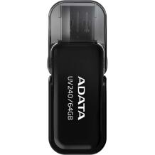 Adata USB atmintinė AUV240-64G-RBK 64 GB, USB Type-A, USB 2.0, juoda, dangtelis, 1 vnt.
