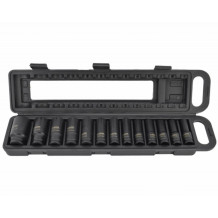 Triecienmuciņu komplekts, 1/2", 13gab., 10-32mm, BLACK LINE, AW38690BL AWTOOLS