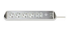 Desktop-Power-Plus with USB-2.0-Hub 6-way socket, white, Brennenstuhl, 1153590620, H05VV-F 3G1,5, 2m, silver
