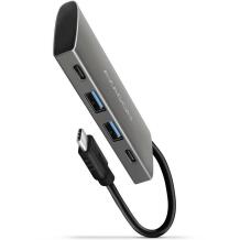 Axagon USB хаб HMC-4G2 4 порта, 2x USB-A 10 Гбит/с, 2x USB-C 10 Гбит/с, силовой кабель 13 см