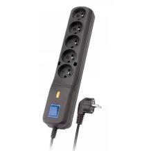 Lestar pārsprieguma aizsargs LV-530W 1966000415, 1,5 m, 230V, 10A, 5 kontaktligzdas, melns, slēdzis